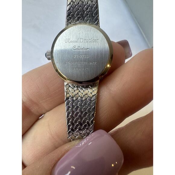 Marcel Drucker Watch Silver Quarts And Diamond Boarder With Stainless Steel - Picture 7 of 12